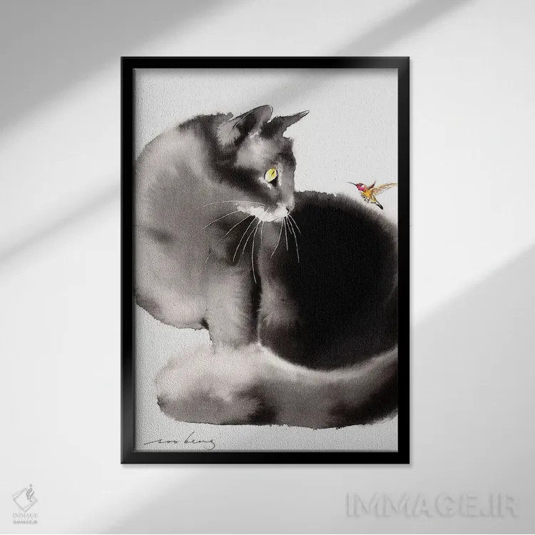 تابلو دکوراتیو هممم... ۲ اثر سو بنگ لیم - نمای قابدار مشکی