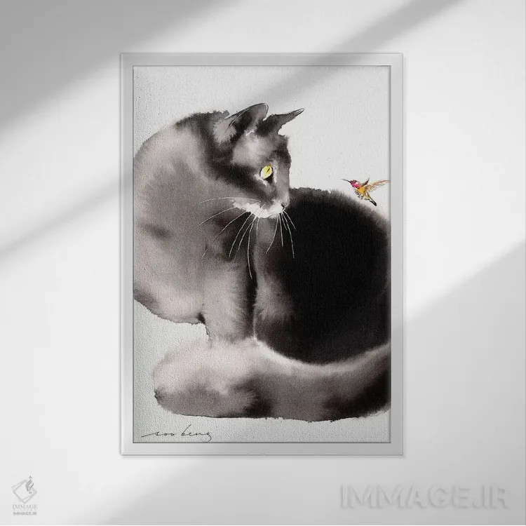 تابلو دکوراتیو هممم... ۲ اثر سو بنگ لیم - نمای قابدار سفید