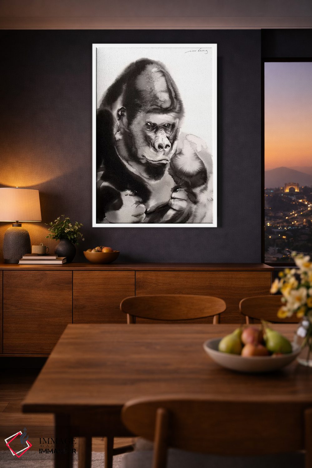 تابلو دکوراتیو گوریل مهربان اثر سو بنگ لیم - D4W