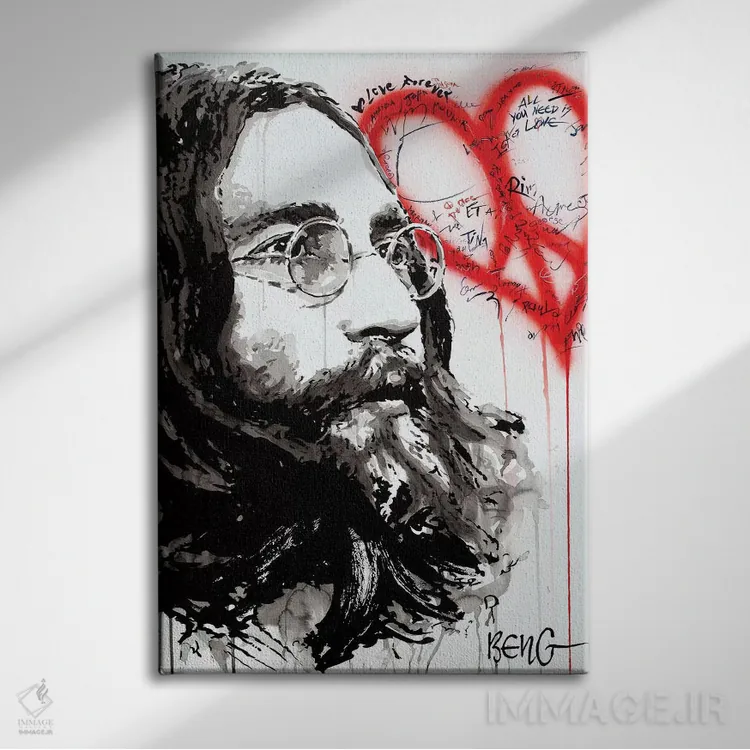 تابلو دکوراتیو جان لنون اثر سو بنگ لیم - نمای روبهرو روی دیوار