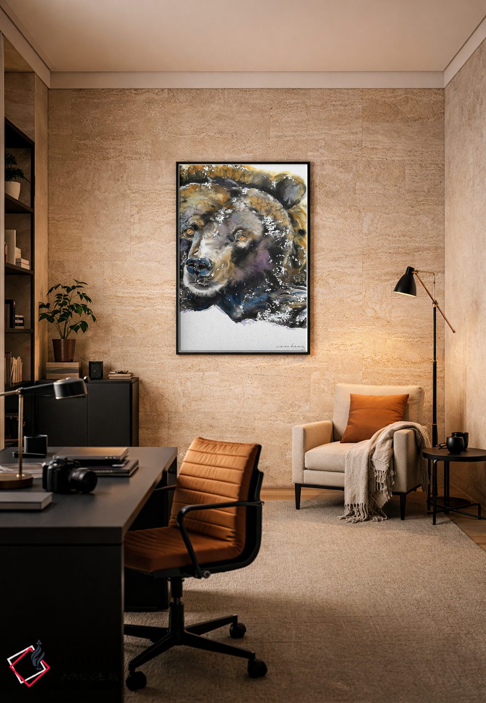 تابلو دکوراتیو خرس راحت و گرم اثر سو بنگ لیم - D5B