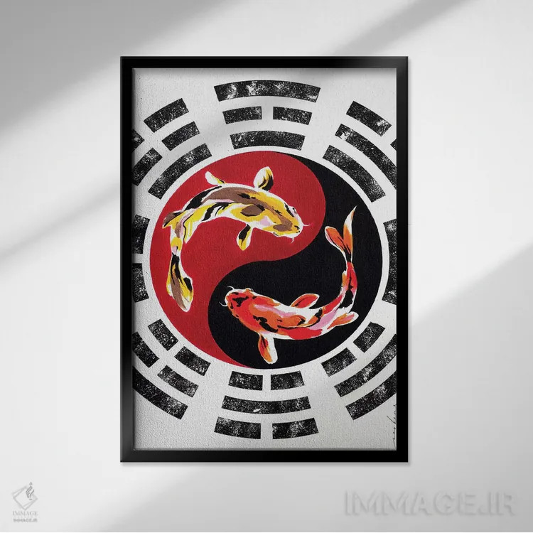 تابلو دکوراتیو ماهی کوی اثر سو بنگ لیم - نمای قابدار مشکی