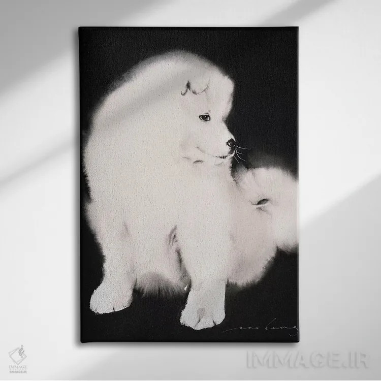 تابلو دکوراتیو توله سگ ساموید اثر سو بنگ لیم - نمای روبهرو روی دیوار