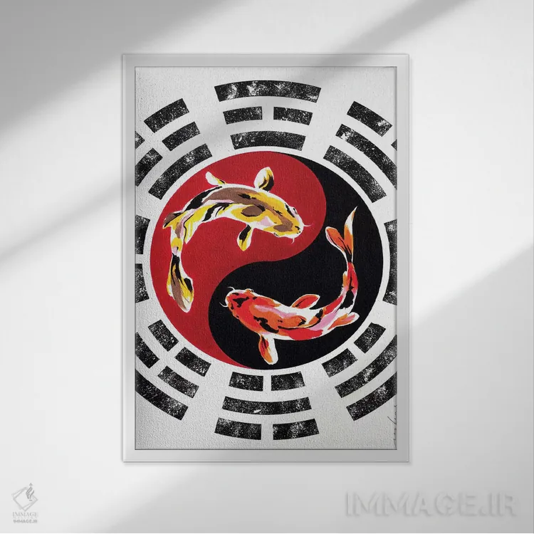 تابلو دکوراتیو ماهی کوی اثر سو بنگ لیم - نمای قابدار سفید