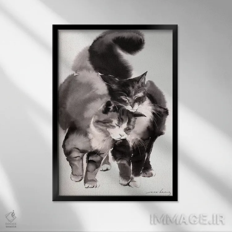 تابلو دکوراتیو همزادها اثر سو بنگ لیم - نمای قابدار مشکی