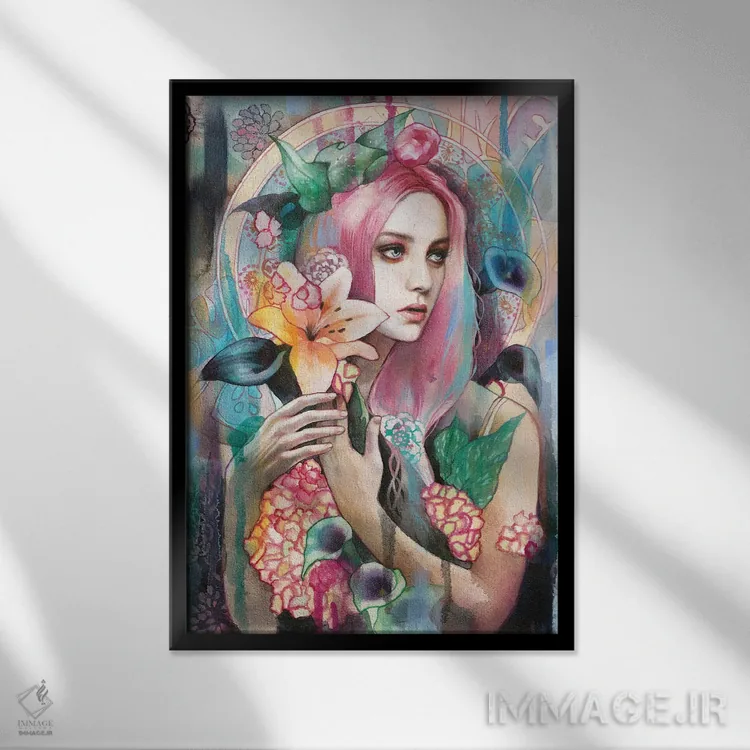 تابلو دکوراتیو تابستان عشق اثر لیوبا برکنر - نمای قابدار مشکی