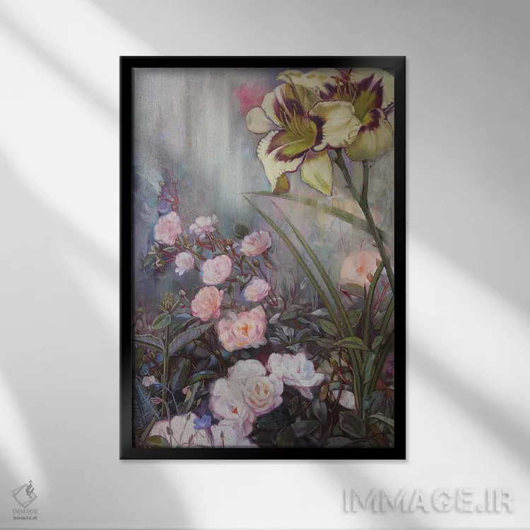 تابلو دکوراتیو گل های تابستانی اثر لیوبا برکنر - نمای قابدار مشکی