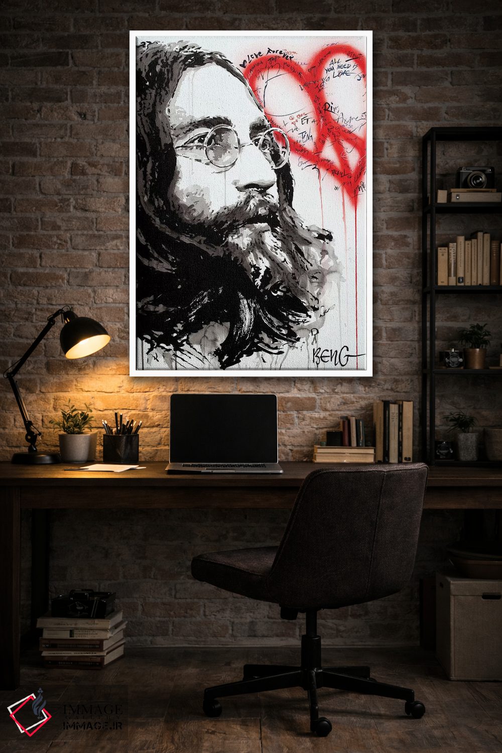 تابلو دکوراتیو جان لنون اثر سو بنگ لیم - D4W