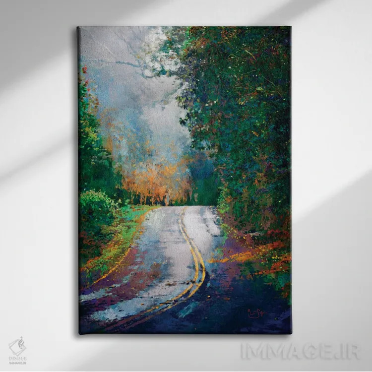 تابلو دکوراتیو پیچ جاده اثر لیزا رابینسون - نمای روبهرو روی دیوار