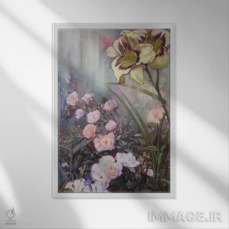 تابلو دکوراتیو گل های تابستانی اثر لیوبا برکنر - نمای قابدار سفید