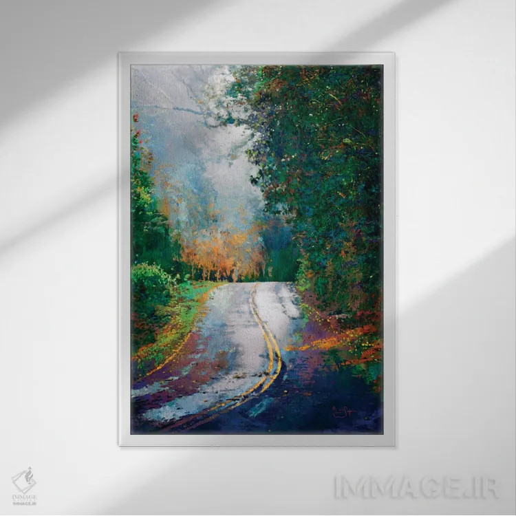 تابلو دکوراتیو پیچ جاده اثر لیزا رابینسون - نمای قابدار سفید