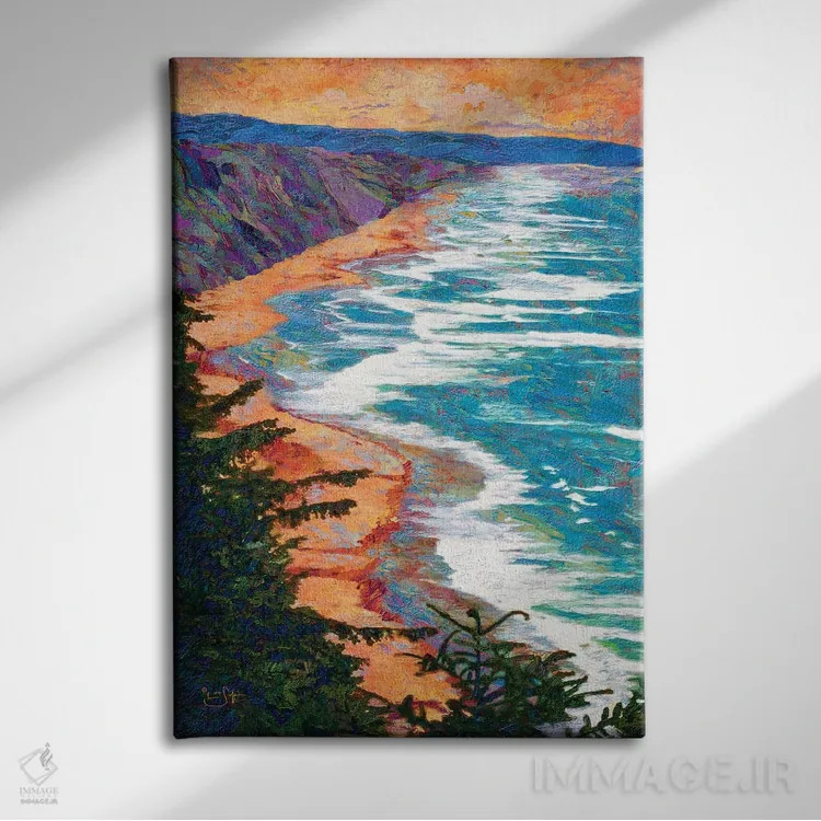 تابلو دکوراتیو خط ساحلی اثر لیزا رابینسون - نمای روبهرو روی دیوار