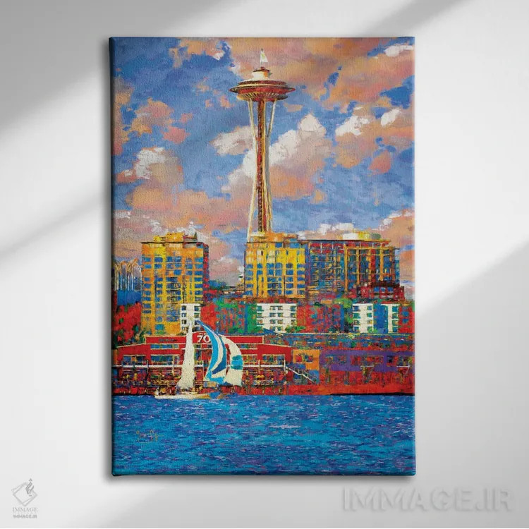 تابلو دکوراتیو سیاتل آفتابی اثر لیزا رابینسون - نمای روبهرو روی دیوار