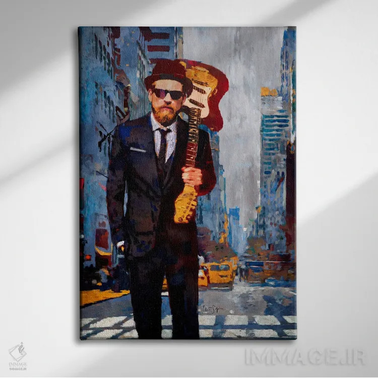 تابلو دکوراتیو یاغی با کت وشلوار اثر لیزا رابینسون - نمای روبهرو روی دیوار