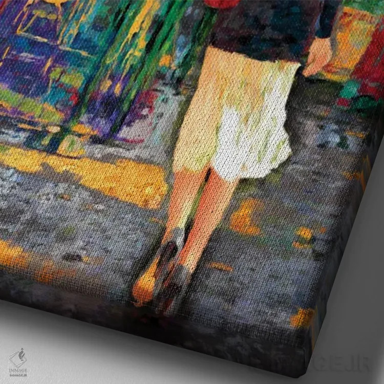 تابلو دکوراتیو قدمی عصرگاهی اثر لیزا رابینسون - نمای نزدیک بافت بوم