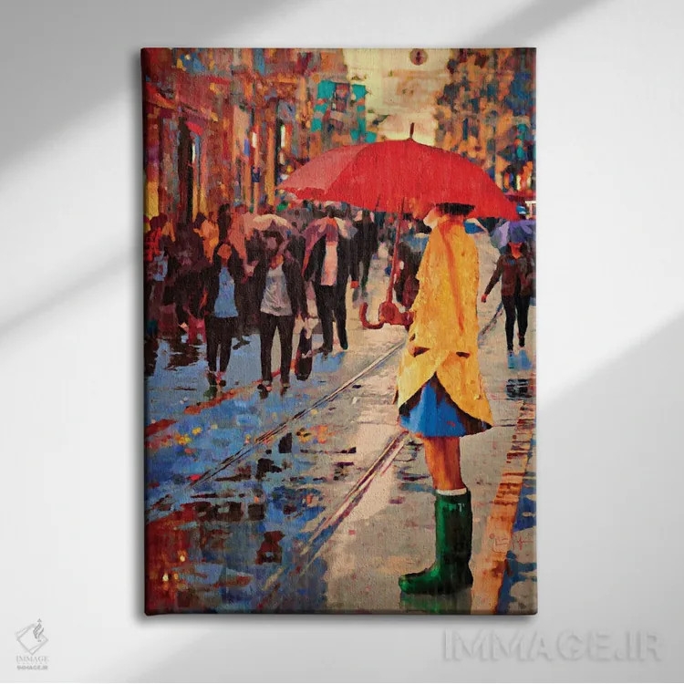 تابلو دکوراتیو چکمه های سبز اثر لیزا رابینسون - نمای روبهرو روی دیوار