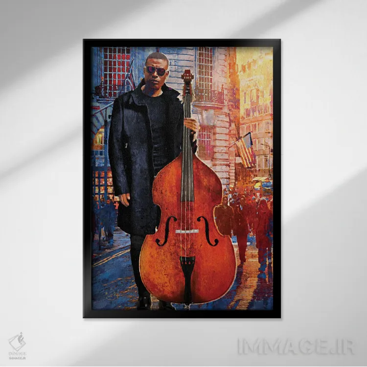 تابلو دکوراتیو ماهی باس اثر لیزا رابینسون - نمای قابدار مشکی