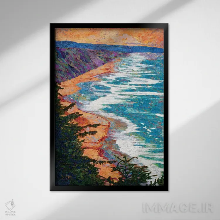 تابلو دکوراتیو خط ساحلی اثر لیزا رابینسون - نمای قابدار مشکی