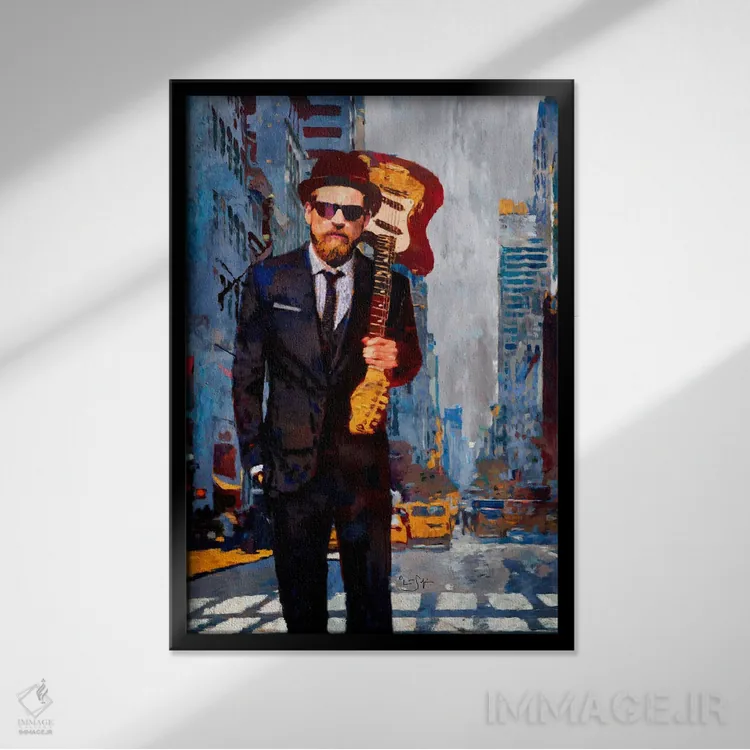 تابلو دکوراتیو یاغی با کت وشلوار اثر لیزا رابینسون - نمای قابدار مشکی