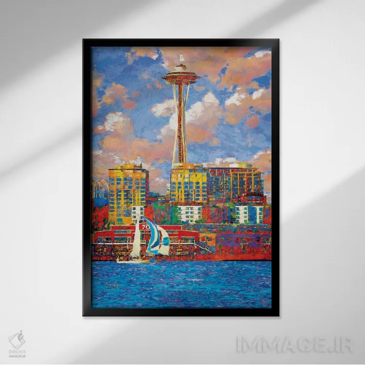 تابلو دکوراتیو سیاتل آفتابی اثر لیزا رابینسون - نمای قابدار مشکی