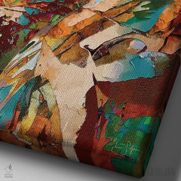 تابلو دکوراتیو درام اثر لیزا رابینسون - نمای نزدیک بافت بوم