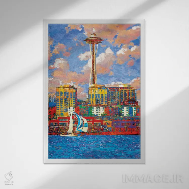 تابلو دکوراتیو سیاتل آفتابی اثر لیزا رابینسون - نمای قابدار سفید