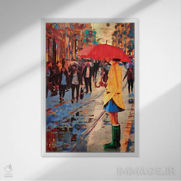 تابلو دکوراتیو چکمه های سبز اثر لیزا رابینسون - نمای قابدار سفید