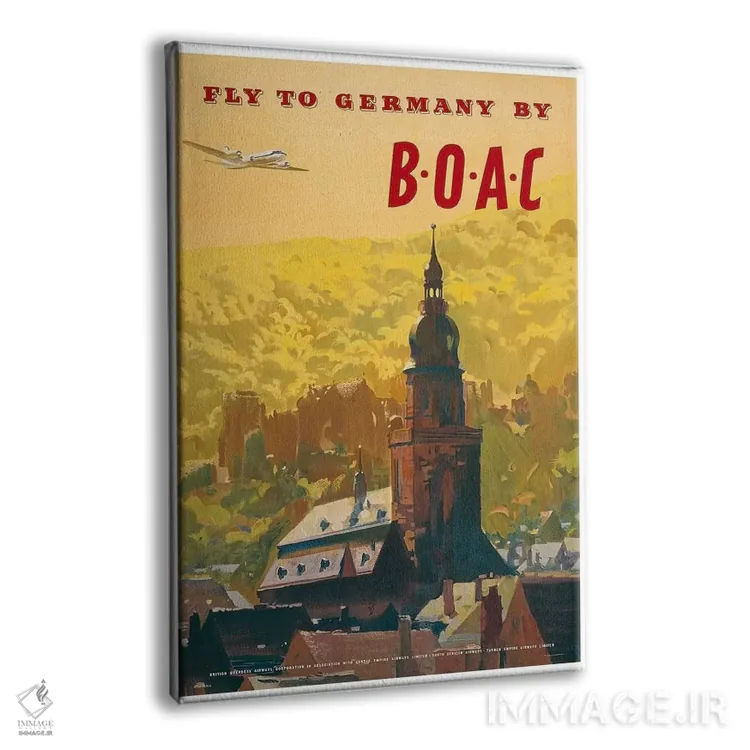 تابلو دکوراتیو پرواز به آلمان با شرکت BOAC - نمای پرسپکتیو محصول