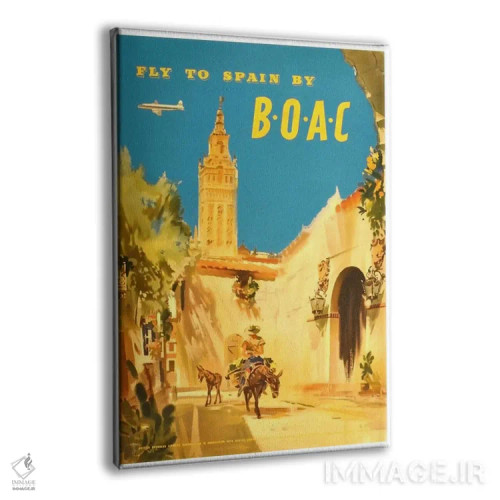 تابلو دکوراتیو پرواز به اسپانیا با شرکت BOAC - نمای پرسپکتیو محصول