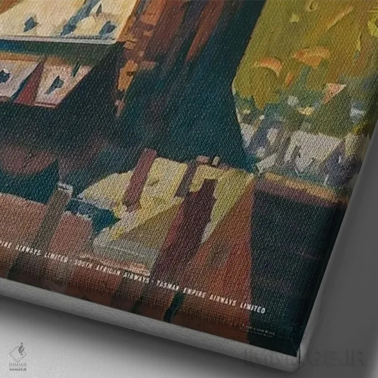 تابلو دکوراتیو پرواز به آلمان با شرکت BOAC - نمای نزدیک بافت بوم