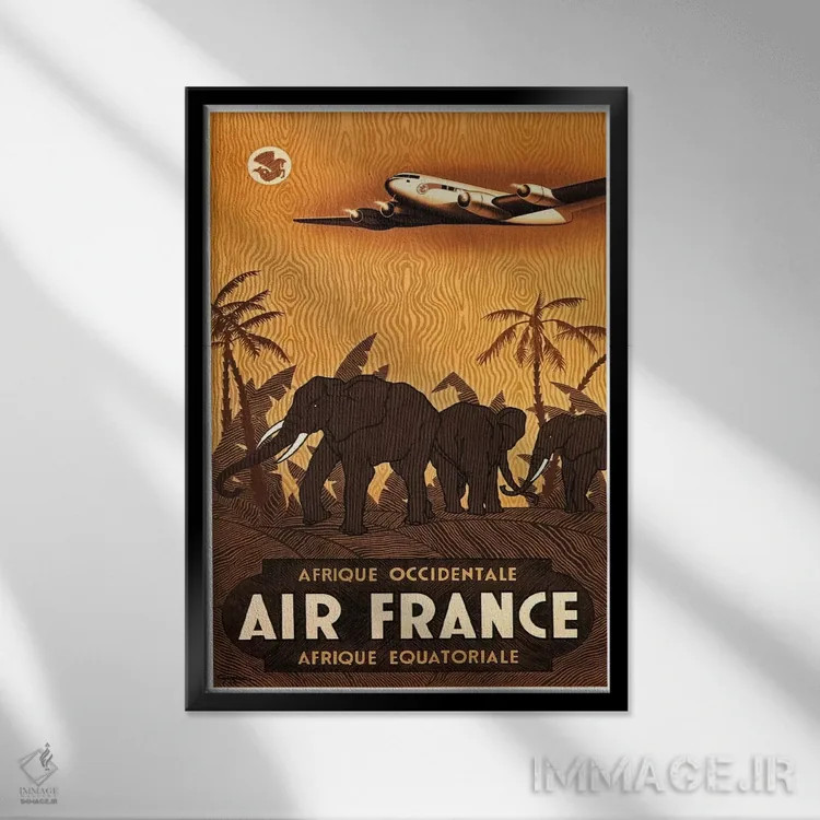 تابلو دکوراتیو ایرفرانس آفریقای غربی - نمای قابدار مشکی