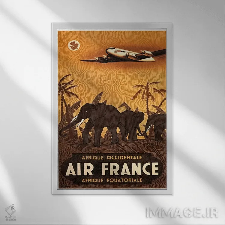 تابلو دکوراتیو ایرفرانس آفریقای غربی - نمای قابدار سفید