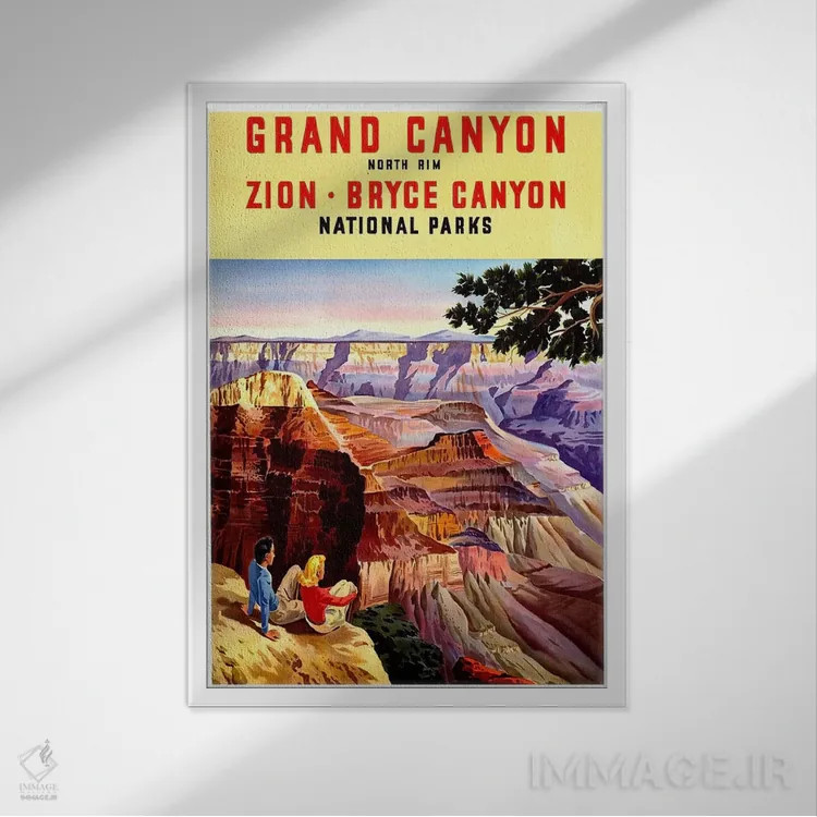تابلو دکوراتیو Zion, And Bryce Canyon National Parks,پارک های ملی گرند کنیون، زایون و برا… - نمای قابدار سفید