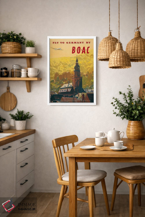 تابلو دکوراتیو پرواز به آلمان با شرکت BOAC - D3W