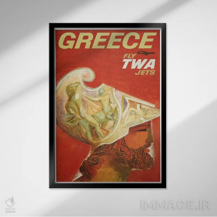 تابلو دکوراتیو یونان - نمای قابدار مشکی