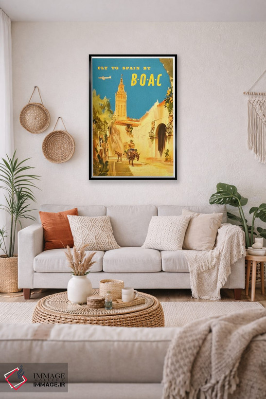 تابلو دکوراتیو پرواز به اسپانیا با شرکت BOAC - D3B