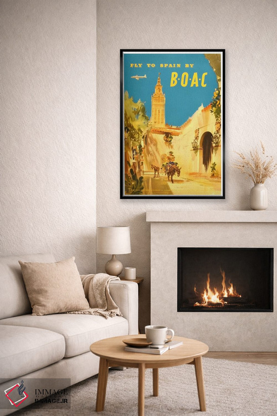 تابلو دکوراتیو پرواز به اسپانیا با شرکت BOAC - D6B