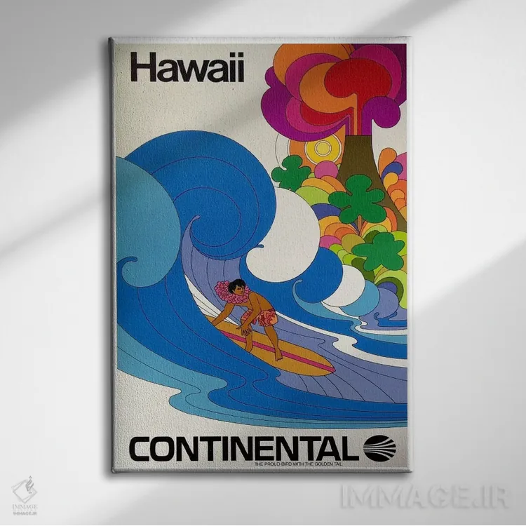 تابلو دکوراتیو هاوایی - نمای روبهرو روی دیوار