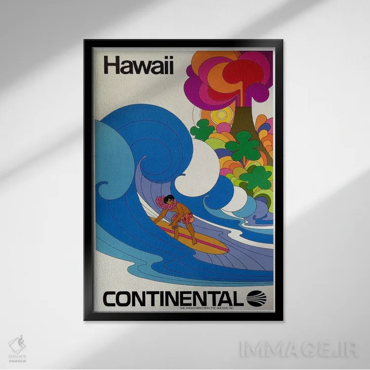 تابلو دکوراتیو هاوایی - نمای قابدار مشکی