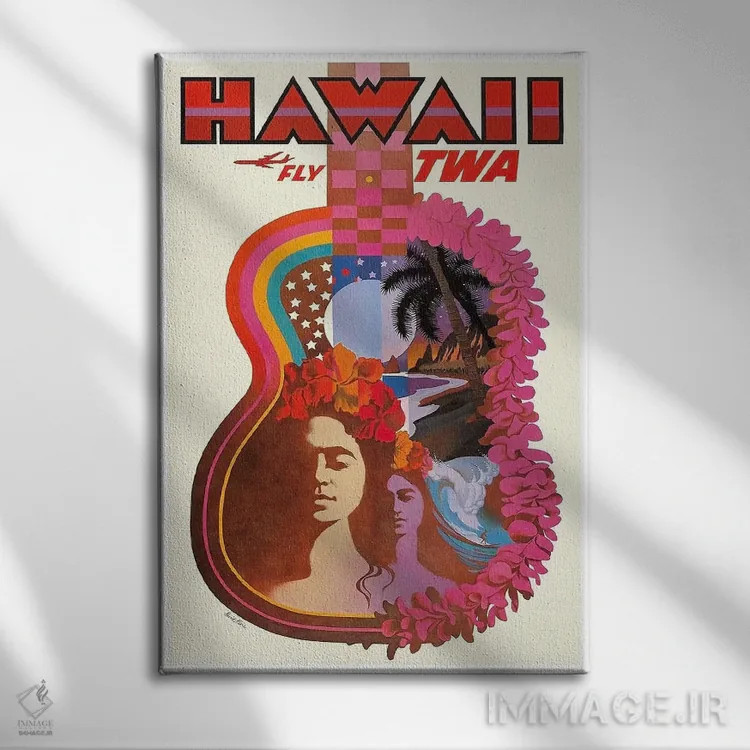 تابلو دکوراتیو هاوایی - نمای روبهرو روی دیوار