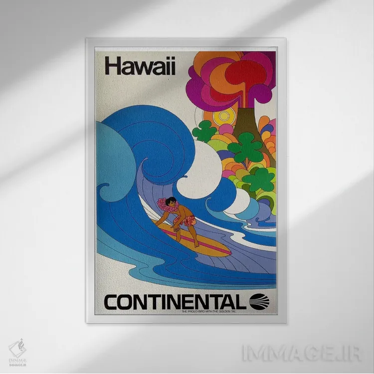 تابلو دکوراتیو هاوایی - نمای قابدار سفید