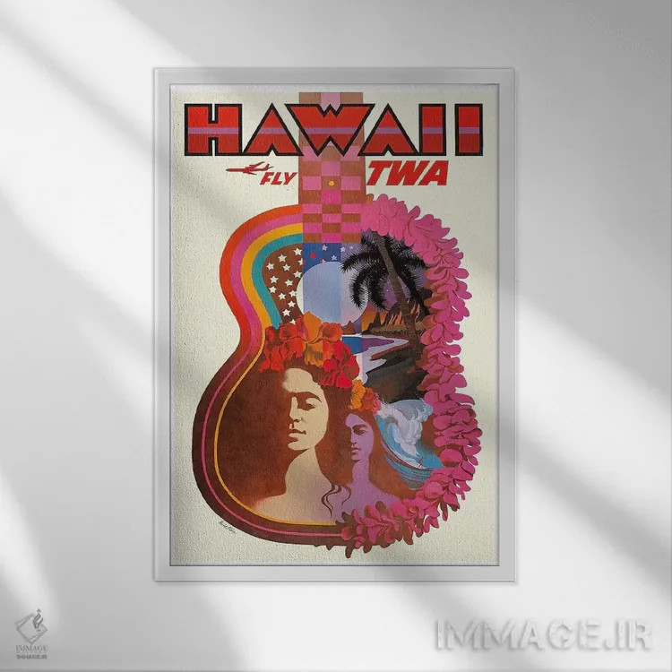 تابلو دکوراتیو هاوایی - نمای قابدار سفید