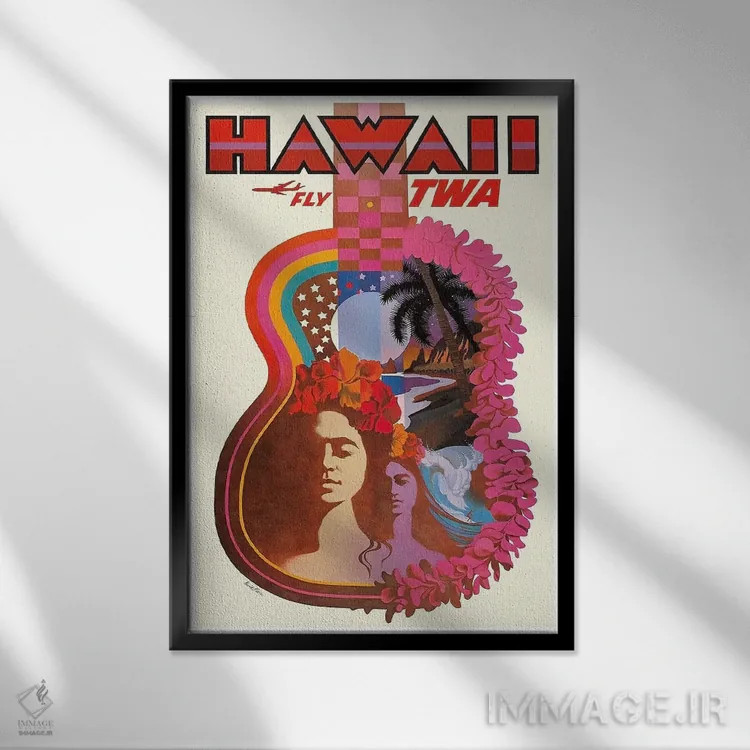 تابلو دکوراتیو هاوایی - نمای قابدار مشکی