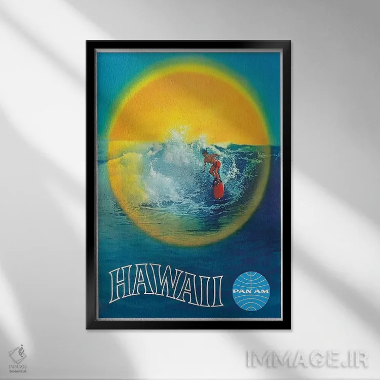 تابلو دکوراتیو هاوایی - نمای قابدار مشکی