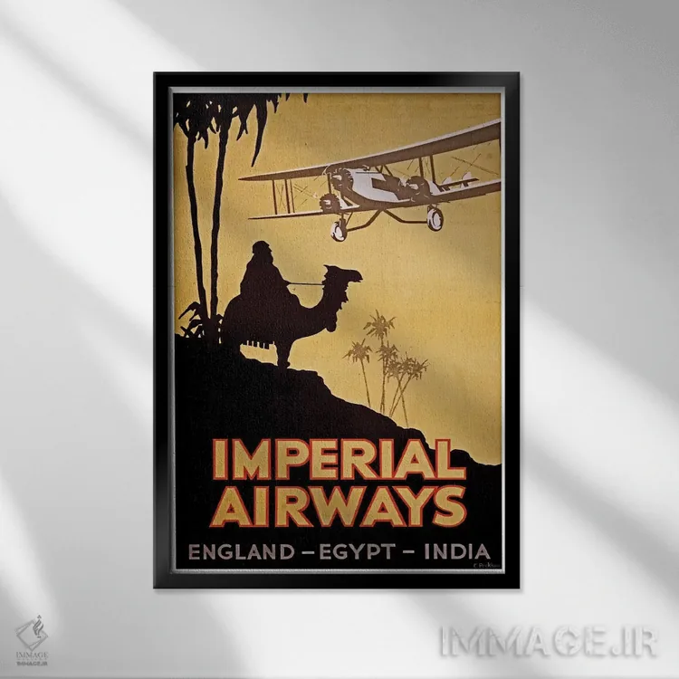 تابلو دکوراتیو Egypt, India,امپریال ایرویز: انگلستان، مصر، هند - نمای قابدار مشکی