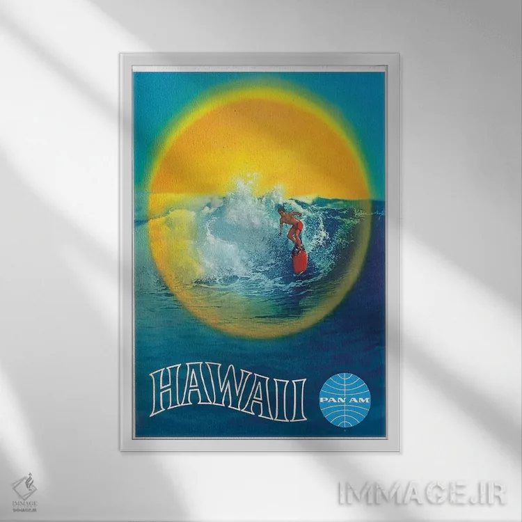 تابلو دکوراتیو هاوایی - نمای قابدار سفید