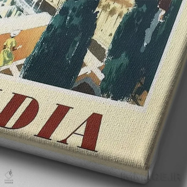 تابلو دکوراتیو هند - نمای نزدیک بافت بوم