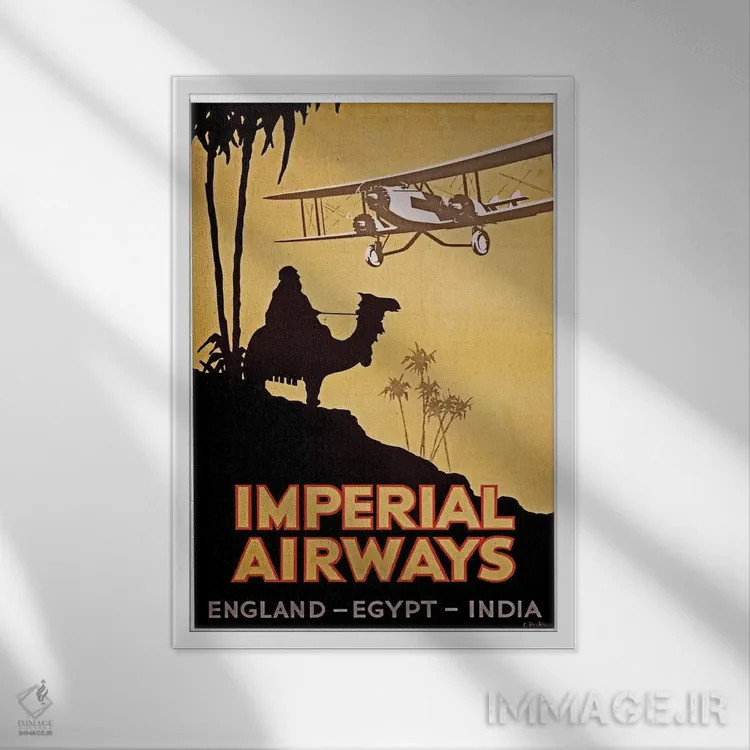 تابلو دکوراتیو Egypt, India,امپریال ایرویز: انگلستان، مصر، هند - نمای قابدار سفید