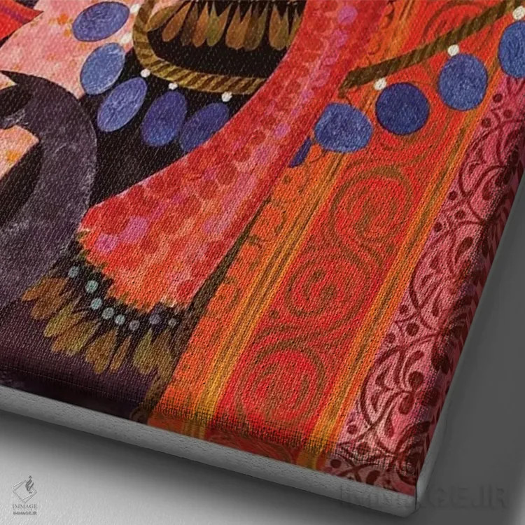 تابلو دکوراتیو هند - نمای نزدیک بافت بوم