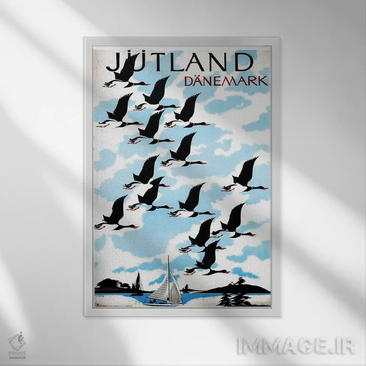 تابلو دکوراتیو Danemark,یوتلند، دانمارک - نمای قابدار سفید